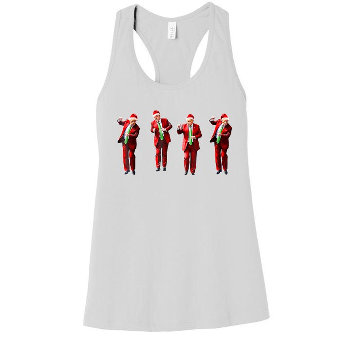 Funny Trump Dance Santa Hat Christmas Xmas Pajamas Holiday Women's Racerback Tank