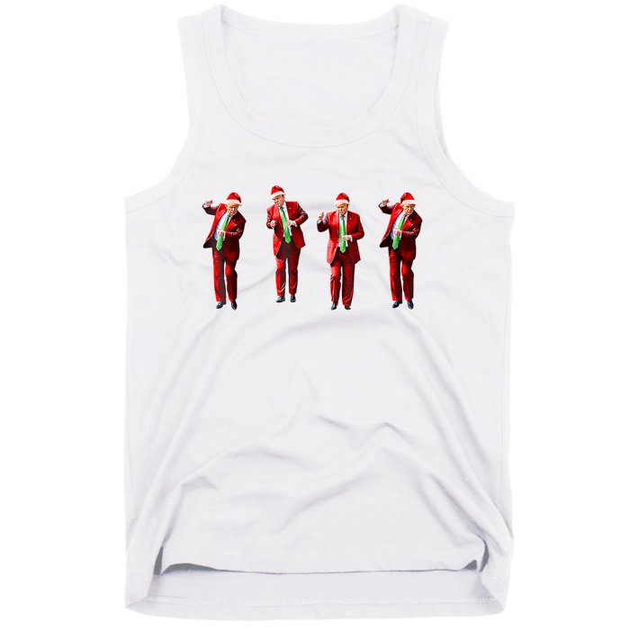 Funny Trump Dance Santa Hat Christmas Xmas Pajamas Holiday Tank Top