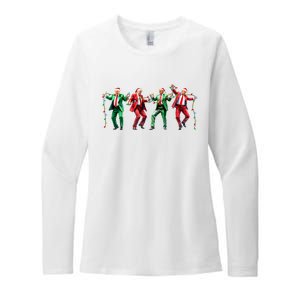 Funny Trump Dance Santa Claus Christmas Xmas Pajamas Ymca Womens CVC Long Sleeve Shirt