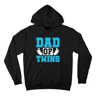 Family Twins Daddy Cute Footprint Dad Of Twins Twin Parents Hoodie