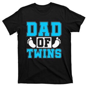 Family Twins Daddy Cute Footprint Dad Of Twins Twin Parents T-Shirt