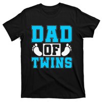 Family Twins Daddy Cute Footprint Dad Of Twins Twin Parents T-Shirt