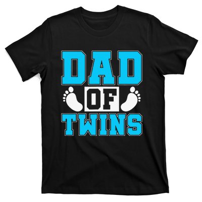 Family Twins Daddy Cute Footprint Dad Of Twins Twin Parents T-Shirt