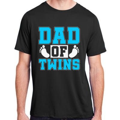 Family Twins Daddy Cute Footprint Dad Of Twins Twin Parents Adult ChromaSoft Performance T-Shirt