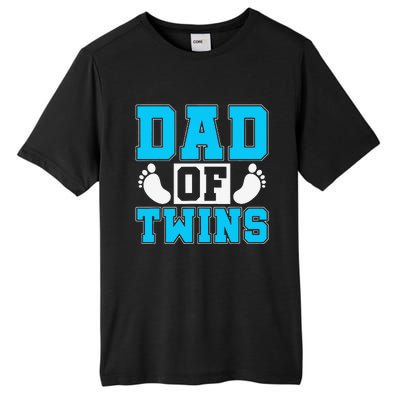 Family Twins Daddy Cute Footprint Dad Of Twins Twin Parents Tall Fusion ChromaSoft Performance T-Shirt