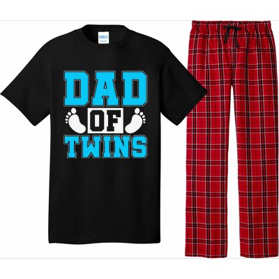 Family Twins Daddy Cute Footprint Dad Of Twins Twin Parents Pajama Set