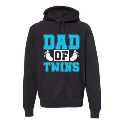 Family Twins Daddy Cute Footprint Dad Of Twins Twin Parents Premium Hoodie