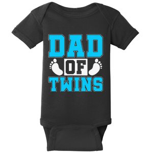 Family Twins Daddy Cute Footprint Dad Of Twins Twin Parents Baby Bodysuit