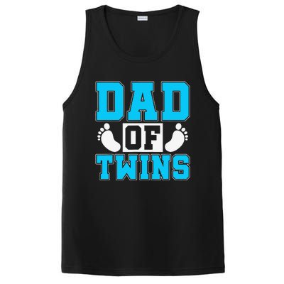 Family Twins Daddy Cute Footprint Dad Of Twins Twin Parents PosiCharge Competitor Tank