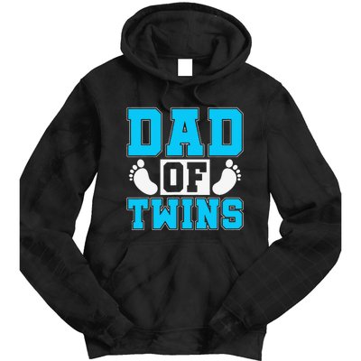 Family Twins Daddy Cute Footprint Dad Of Twins Twin Parents Tie Dye Hoodie