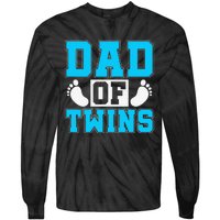 Family Twins Daddy Cute Footprint Dad Of Twins Twin Parents Tie-Dye Long Sleeve Shirt