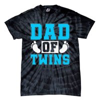 Family Twins Daddy Cute Footprint Dad Of Twins Twin Parents Tie-Dye T-Shirt