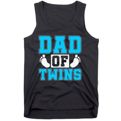 Family Twins Daddy Cute Footprint Dad Of Twins Twin Parents Tank Top