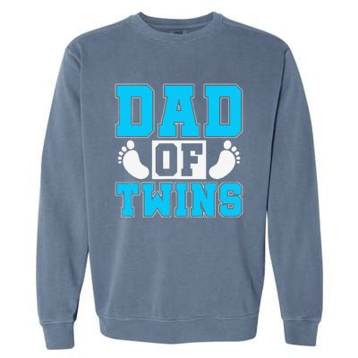 Family Twins Daddy Cute Footprint Dad Of Twins Twin Parents Garment-Dyed Sweatshirt