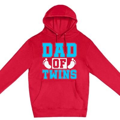 Family Twins Daddy Cute Footprint Dad Of Twins Twin Parents Premium Pullover Hoodie