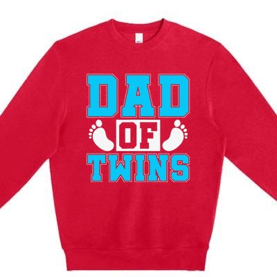 Family Twins Daddy Cute Footprint Dad Of Twins Twin Parents Premium Crewneck Sweatshirt