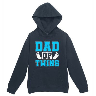 Family Twins Daddy Cute Footprint Dad Of Twins Twin Parents Urban Pullover Hoodie