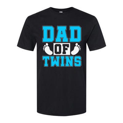 Family Twins Daddy Cute Footprint Dad Of Twins Twin Parents Softstyle CVC T-Shirt