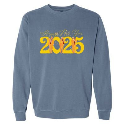 Funny Trump Dance Happy New Year 2025 Fireworks Garment-Dyed Sweatshirt