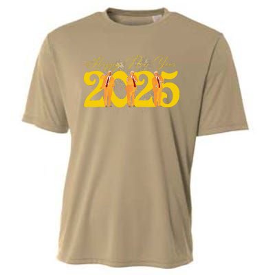 Funny Trump Dance Happy New Year 2025 Fireworks Cooling Performance Crew T-Shirt