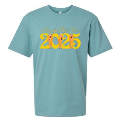 Funny Trump Dance Happy New Year 2025 Fireworks Sueded Cloud Jersey T-Shirt