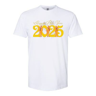 Funny Trump Dance Happy New Year 2025 Fireworks Softstyle CVC T-Shirt