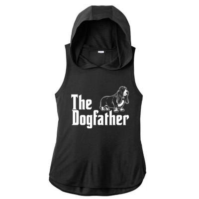 Funny The Dogfather Bassett Hound Lover Ladies PosiCharge Tri-Blend Wicking Draft Hoodie Tank