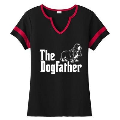 Funny The Dogfather Bassett Hound Lover Ladies Halftime Notch Neck Tee