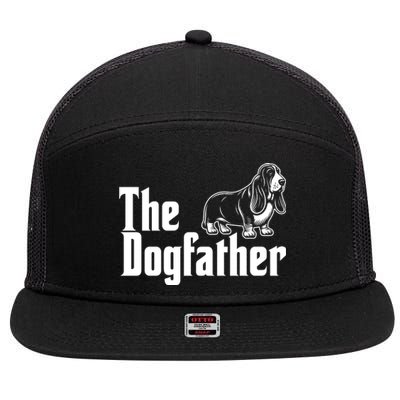 Funny The Dogfather Bassett Hound Lover 7 Panel Mesh Trucker Snapback Hat