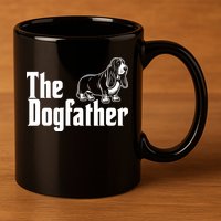 Funny The Dogfather Bassett Hound Lover 11oz C Handle Ceramic Mug