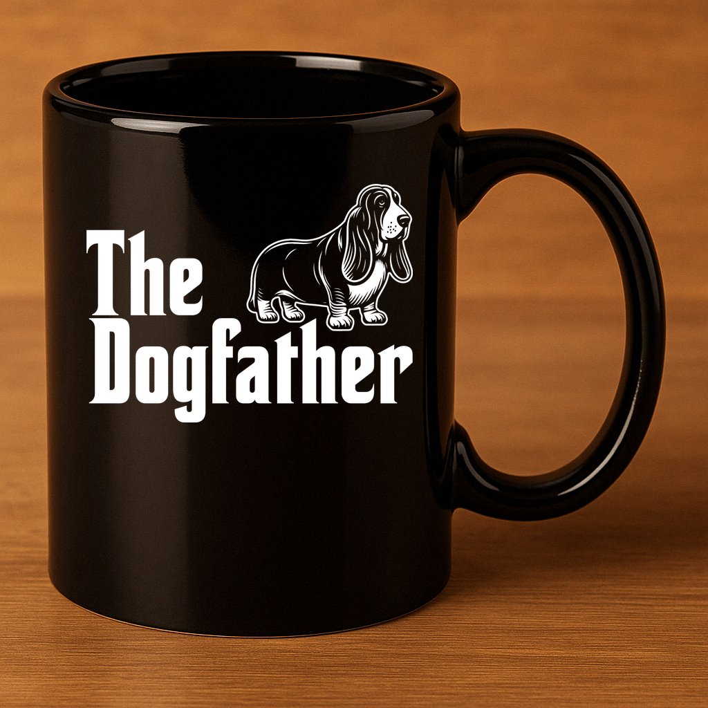 Funny The Dogfather Bassett Hound Lover 11oz C Handle Ceramic Mug