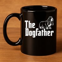 Funny The Dogfather Bassett Hound Lover 11oz C Handle Ceramic Mug