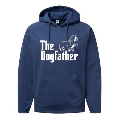 Funny The Dogfather Bassett Hound Lover Performance Fleece Hoodie