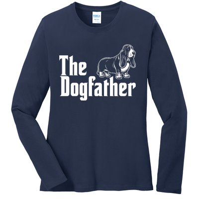 Funny The Dogfather Bassett Hound Lover Ladies Long Sleeve Shirt