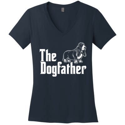 Funny The Dogfather Bassett Hound Lover Women's V-Neck T-Shirt