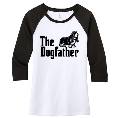 Funny The Dogfather Bassett Hound Lover Women's Tri-Blend 3/4-Sleeve Raglan Shirt