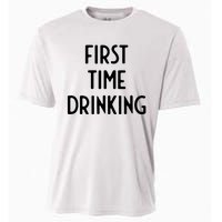 First Time Drinking I Funny White Lie Party Cooling Performance Crew T-Shirt