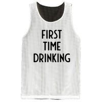 First Time Drinking I Funny White Lie Party Mesh Reversible Basketball Jersey Tank