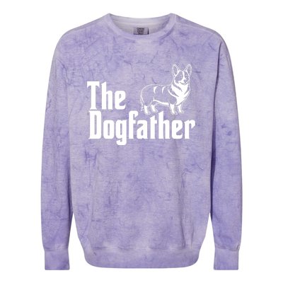 Funny The Dogfather Corgi Lover Colorblast Crewneck Sweatshirt