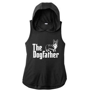 Funny The Dogfather Corgi Lover Ladies PosiCharge Tri-Blend Wicking Draft Hoodie Tank