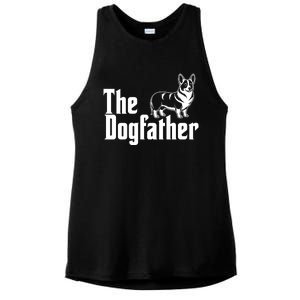 Funny The Dogfather Corgi Lover Ladies PosiCharge Tri-Blend Wicking Tank