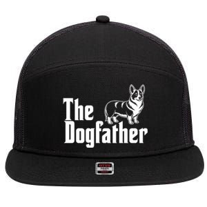 Funny The Dogfather Corgi Lover 7 Panel Mesh Trucker Snapback Hat