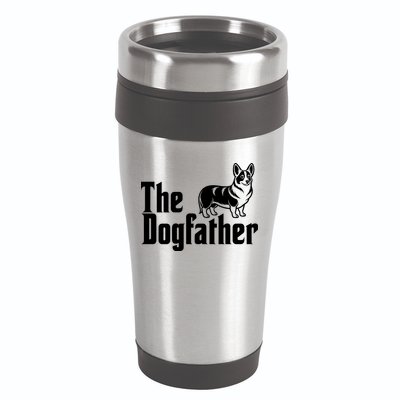 Funny The Dogfather Corgi Lover 16oz Travel Tumbler