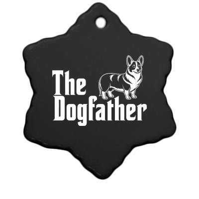 Funny The Dogfather Corgi Lover Ceramic Star Ornament