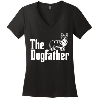 Funny The Dogfather Corgi Lover Women's V-Neck T-Shirt