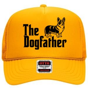 Funny The Dogfather Corgi Lover High Crown Mesh Back Trucker Hat