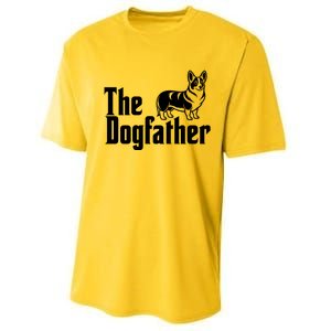 Funny The Dogfather Corgi Lover Performance Sprint T-Shirt