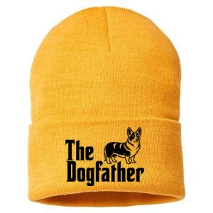 Funny The Dogfather Corgi Lover Sustainable Knit Beanie