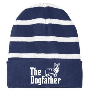 Funny The Dogfather Corgi Lover Striped Beanie with Solid Band