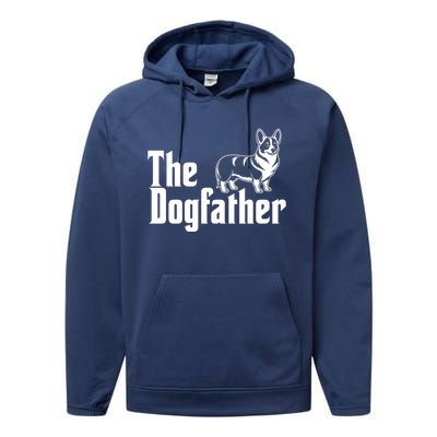 Funny The Dogfather Corgi Lover Performance Fleece Hoodie